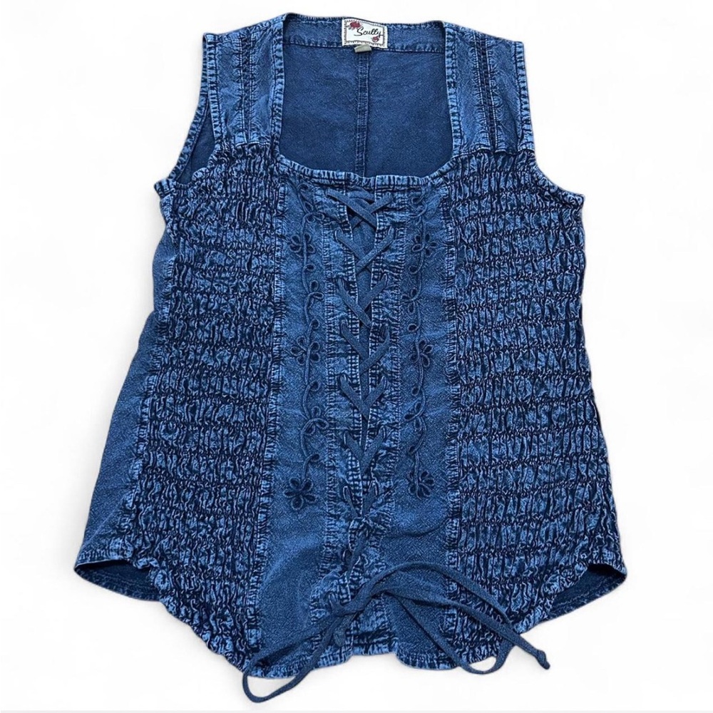Scully Corset Style Denim Tank Top – Size Medium